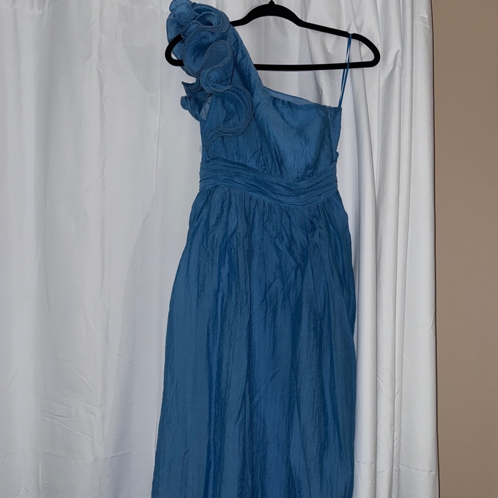Elegant Blue One-Shoulder Dress